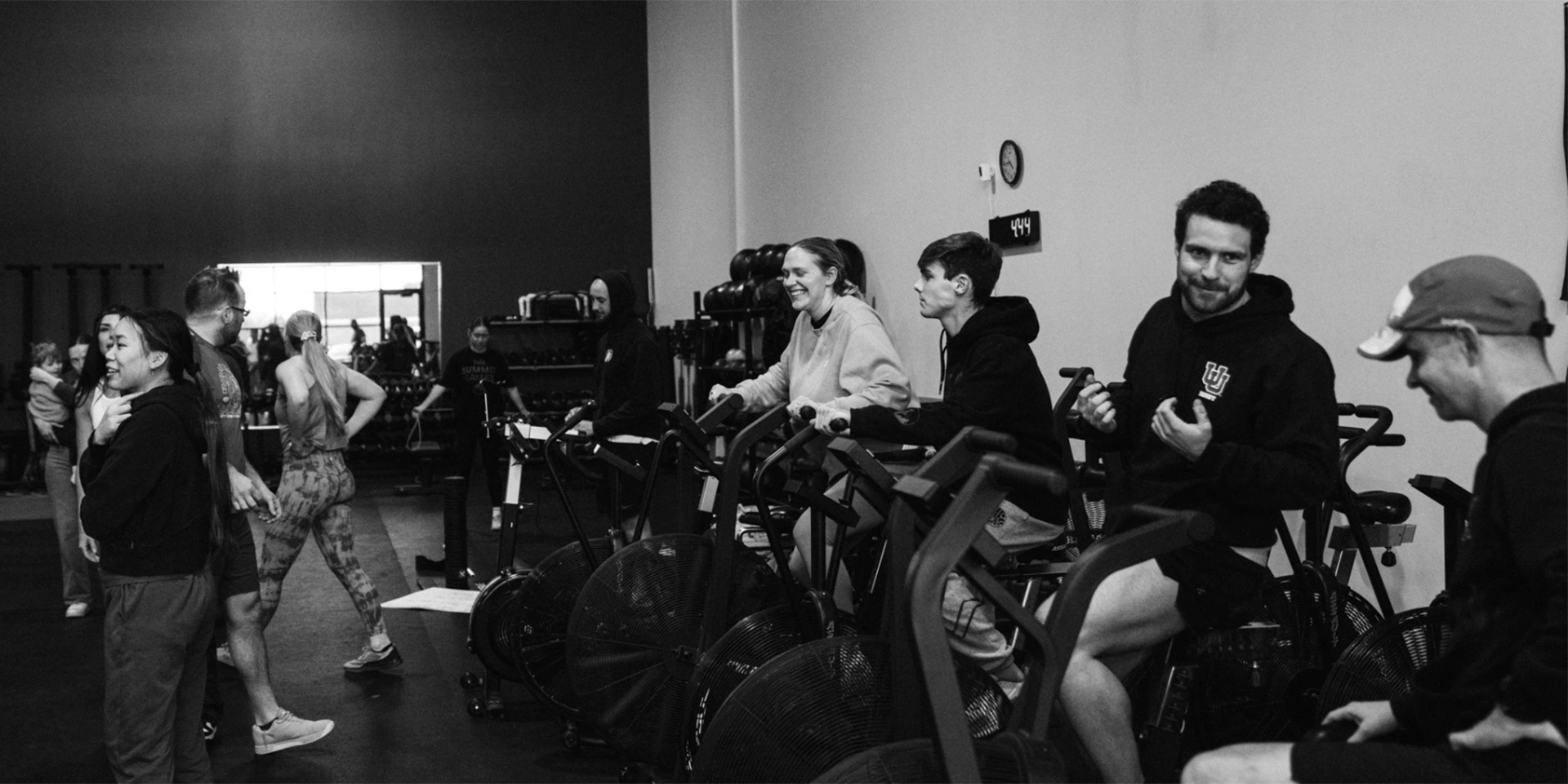 people doing cardio together at CrossFit 801